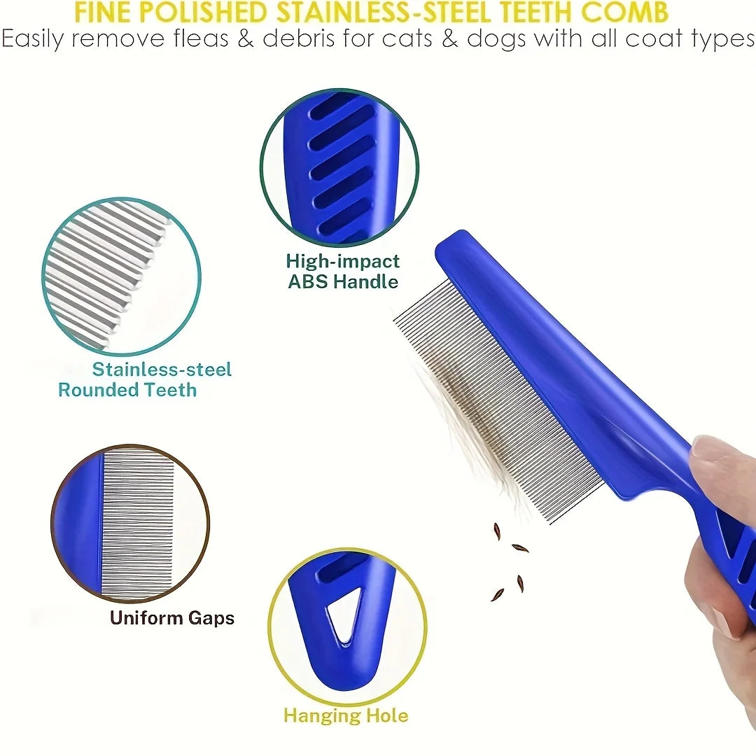 Pet- 4 Flea, Lice Combs, Stainless Steel