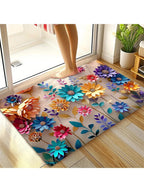 1pc multi-color floral bathroom mat, anti-slip