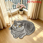 Grey Cat Pattern Rug