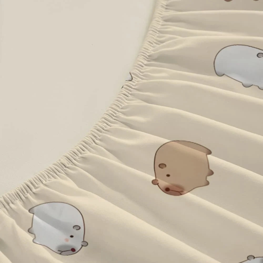 Cartoon Capybara Print Fitted Sheet