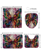 Butterfly  Four-Piece Shower Curtain Set