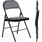 2 Leather Padded Folding  Chairs