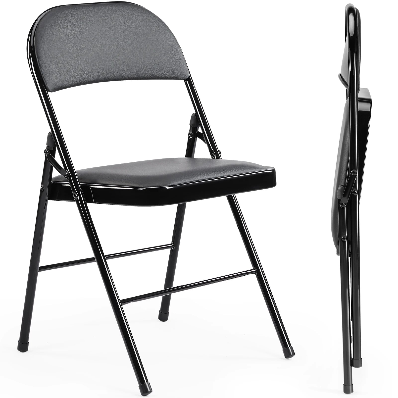 2 Leather Padded Folding  Chairs