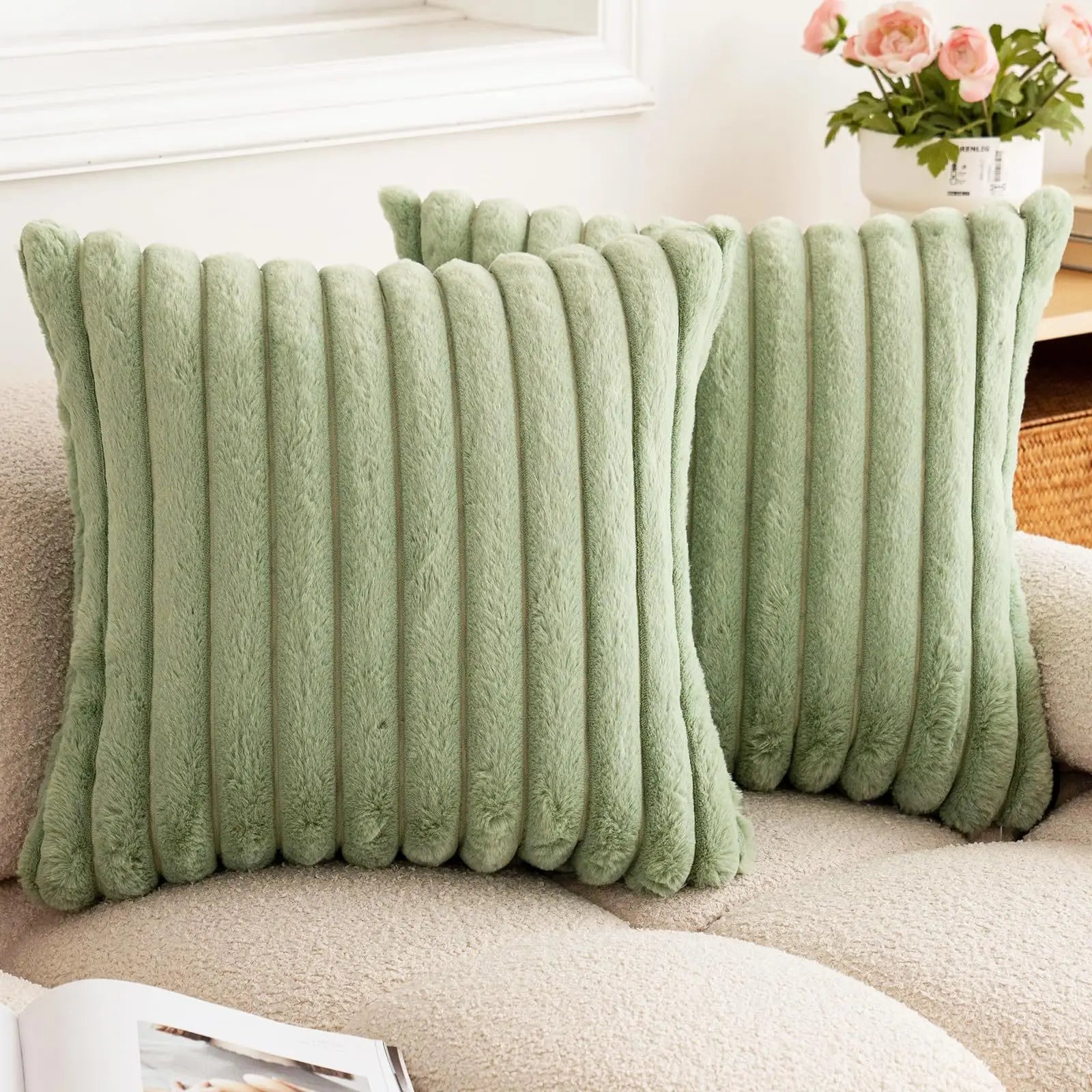 Faux Rabbit Fur Pillow Cover