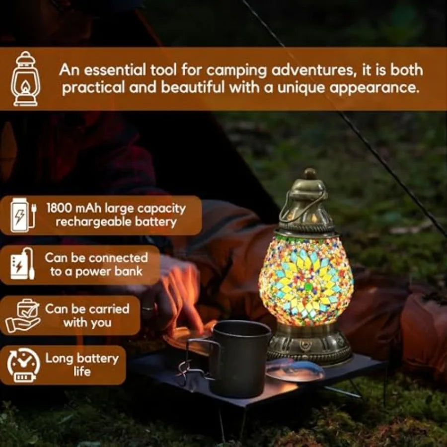 Turkish Mosaic Lamp, Rechargeable, Touch