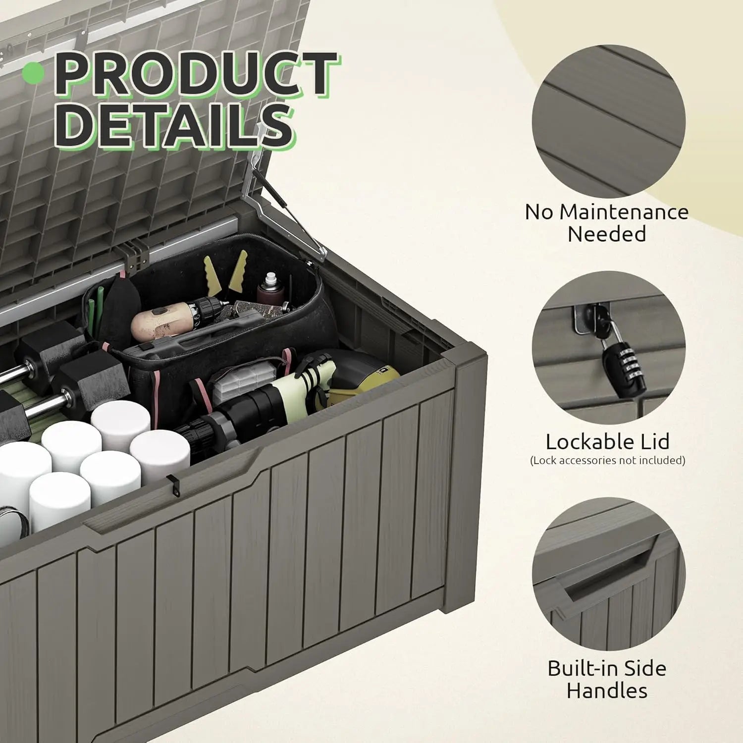 120-Gallon Deck Box, Lockable Lid