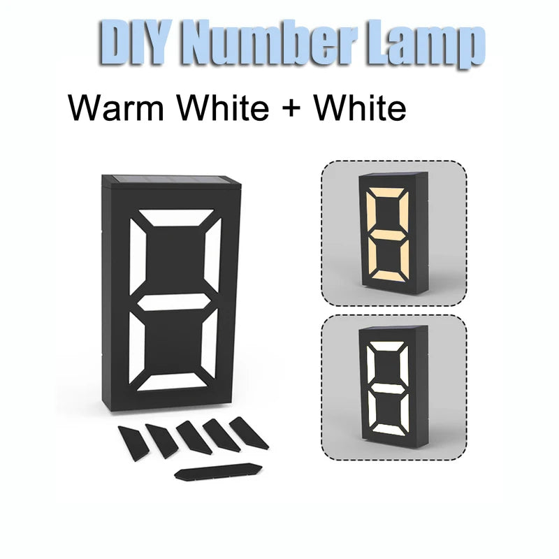 Solar Lights Black House Number