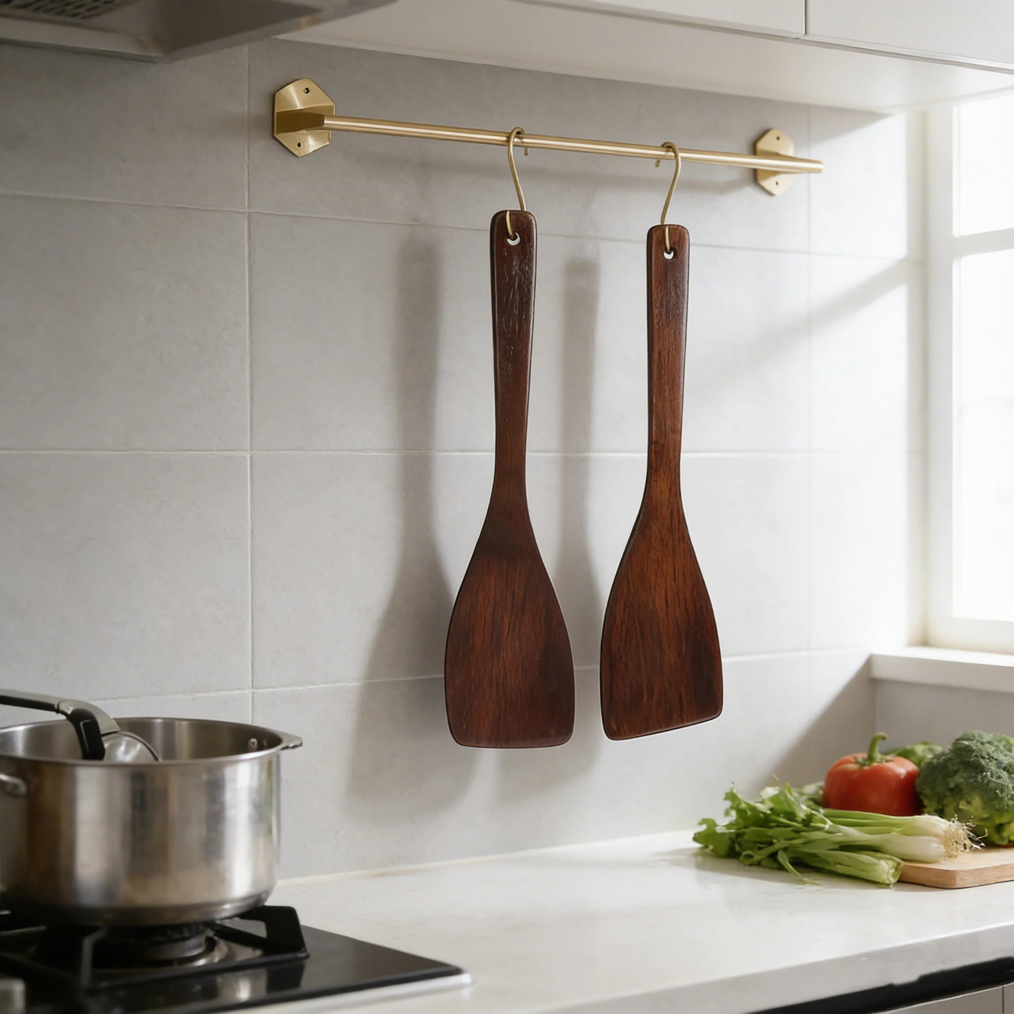 1PC Wooden, non-stick pan, heat-resistant