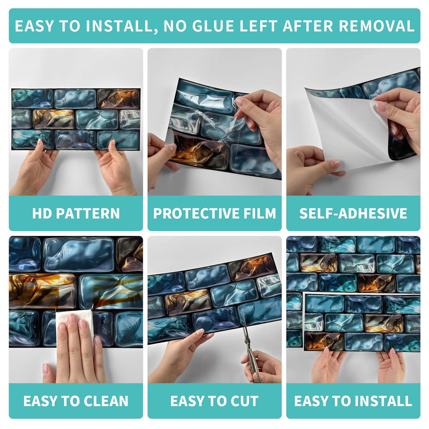 Vintage Faux Wall Tile Self-Adhesive Decal