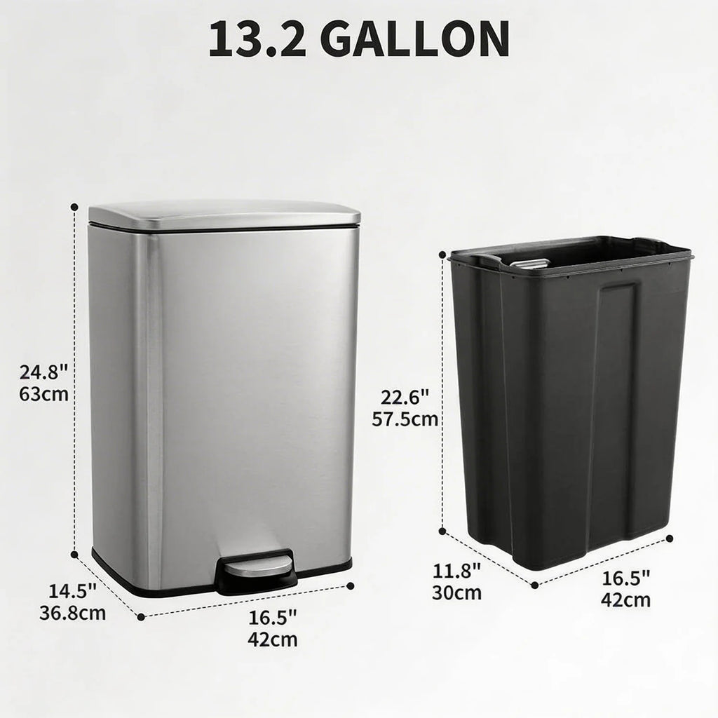 Fingerprint-Proof/ 13 Gal/ Pedal Trash Bin