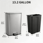 Fingerprint-Proof/ 13 Gal/ Pedal Trash Bin
