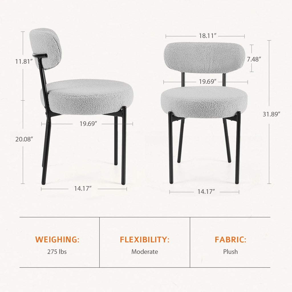 Round Dining Chairs Set / 2 Chairs