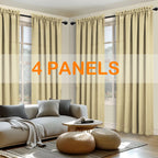 4pcs Light Filtering Curtains - Fade-Resistant, Rod Pocket