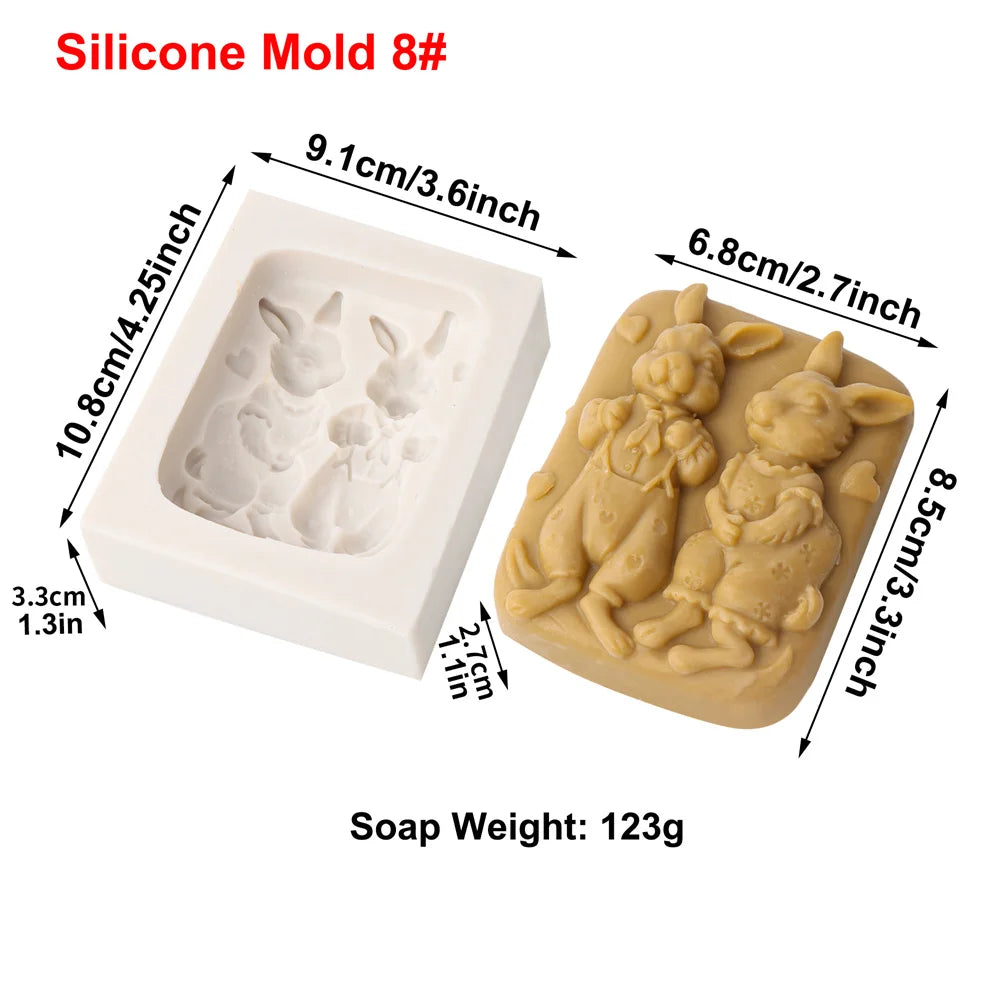 Rabbit Silicone Mold Bunny with Flower