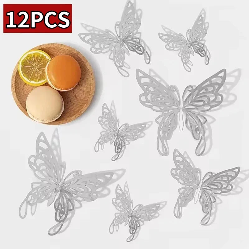 12/48Pcs 3D Butterfly  Wall Sticker