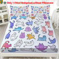 Pastel Rainbow Cats Print Fitted Sheet
