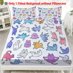Pastel Rainbow Cats Print Fitted Sheet