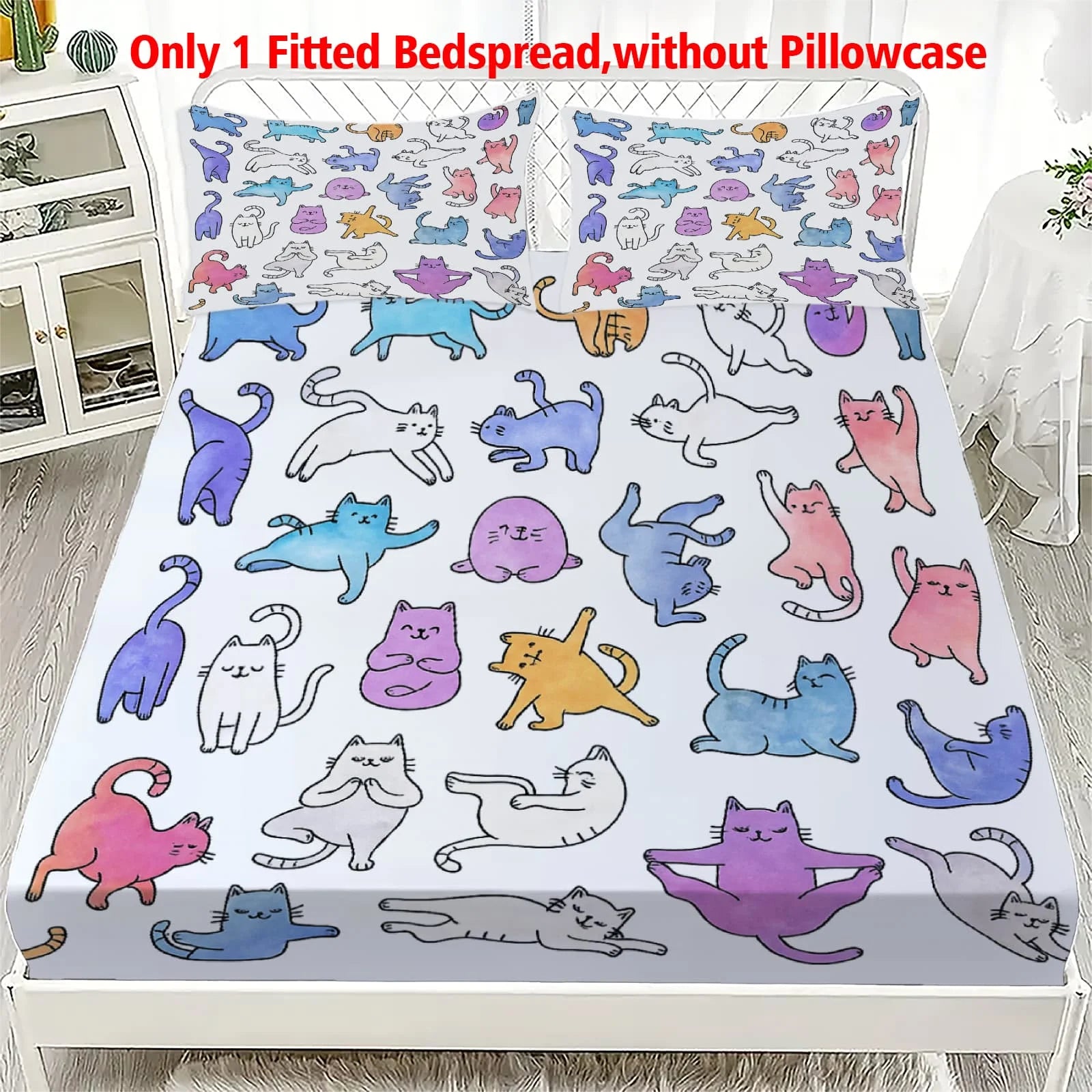 Pastel Rainbow Cats Print Fitted Sheet