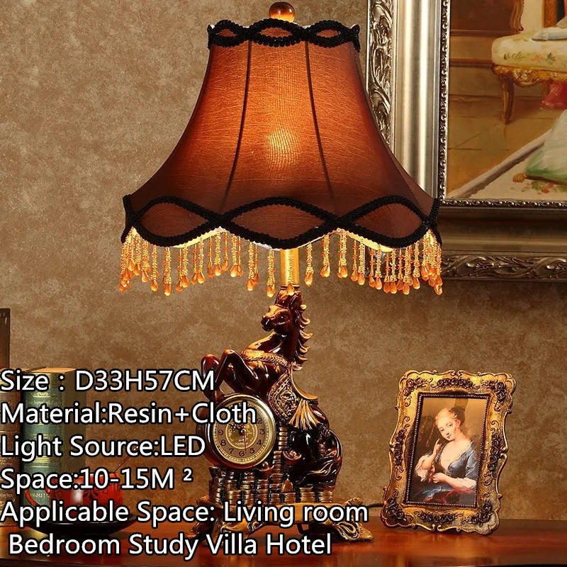 European Clock Peacock Lamp
