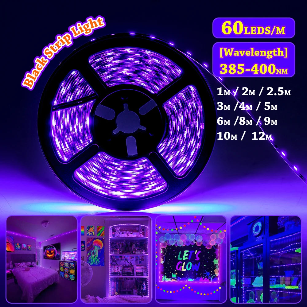 Blacklight strip light, DC 5V, USB plug