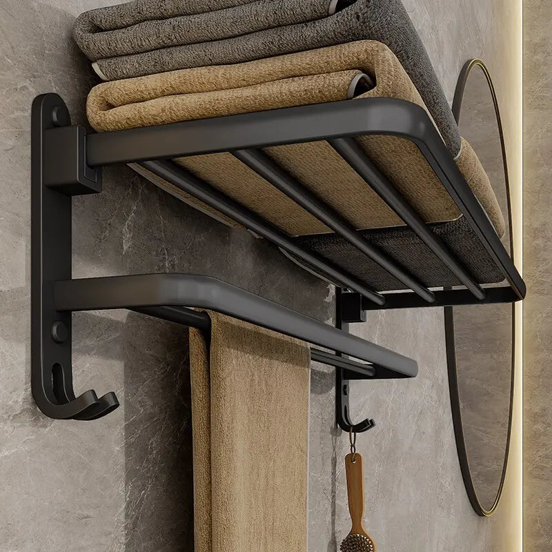 Matte Black Hook Towel Rack