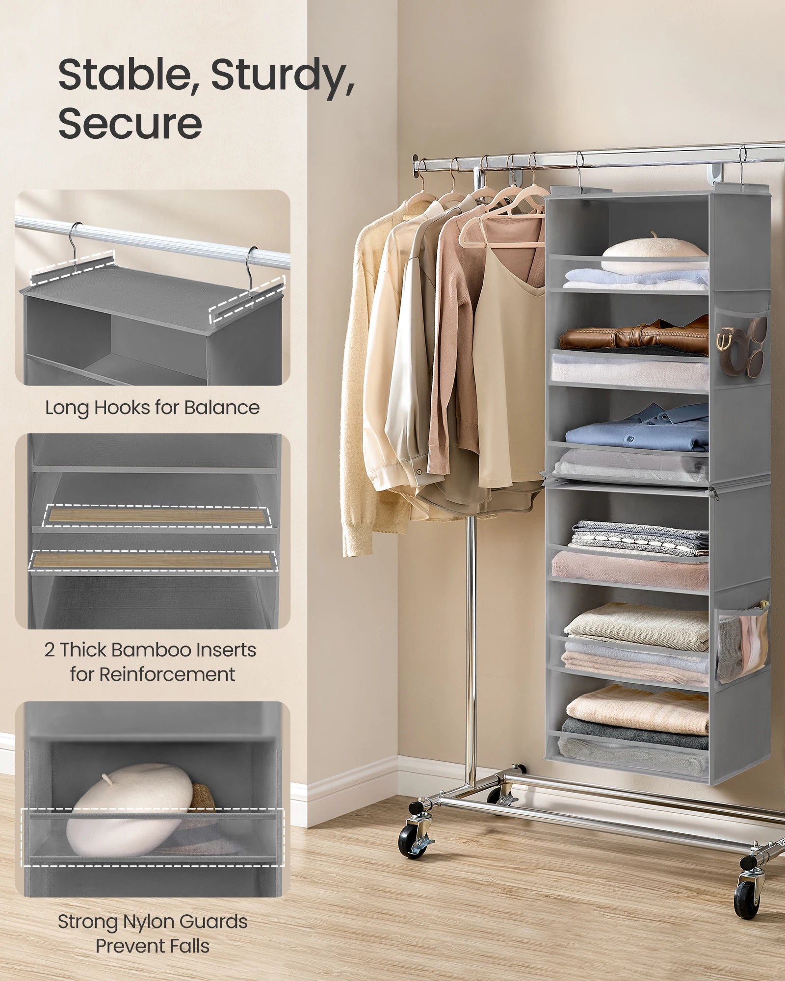 Hanging Closet Organizer/ 6-Tier Fabric Storage Shelf