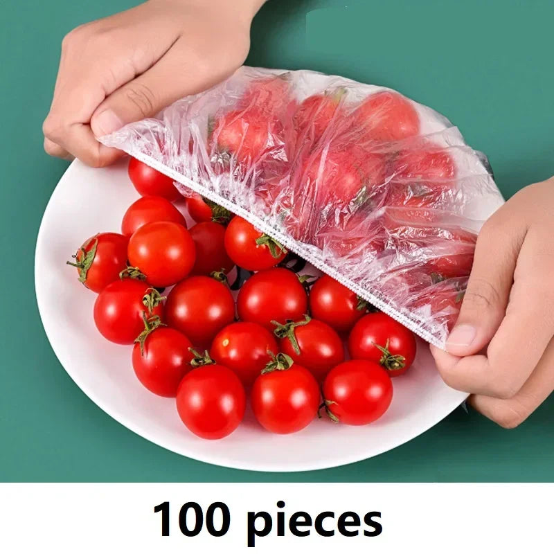 100pcs Disposable Plastic Food Storage Covers