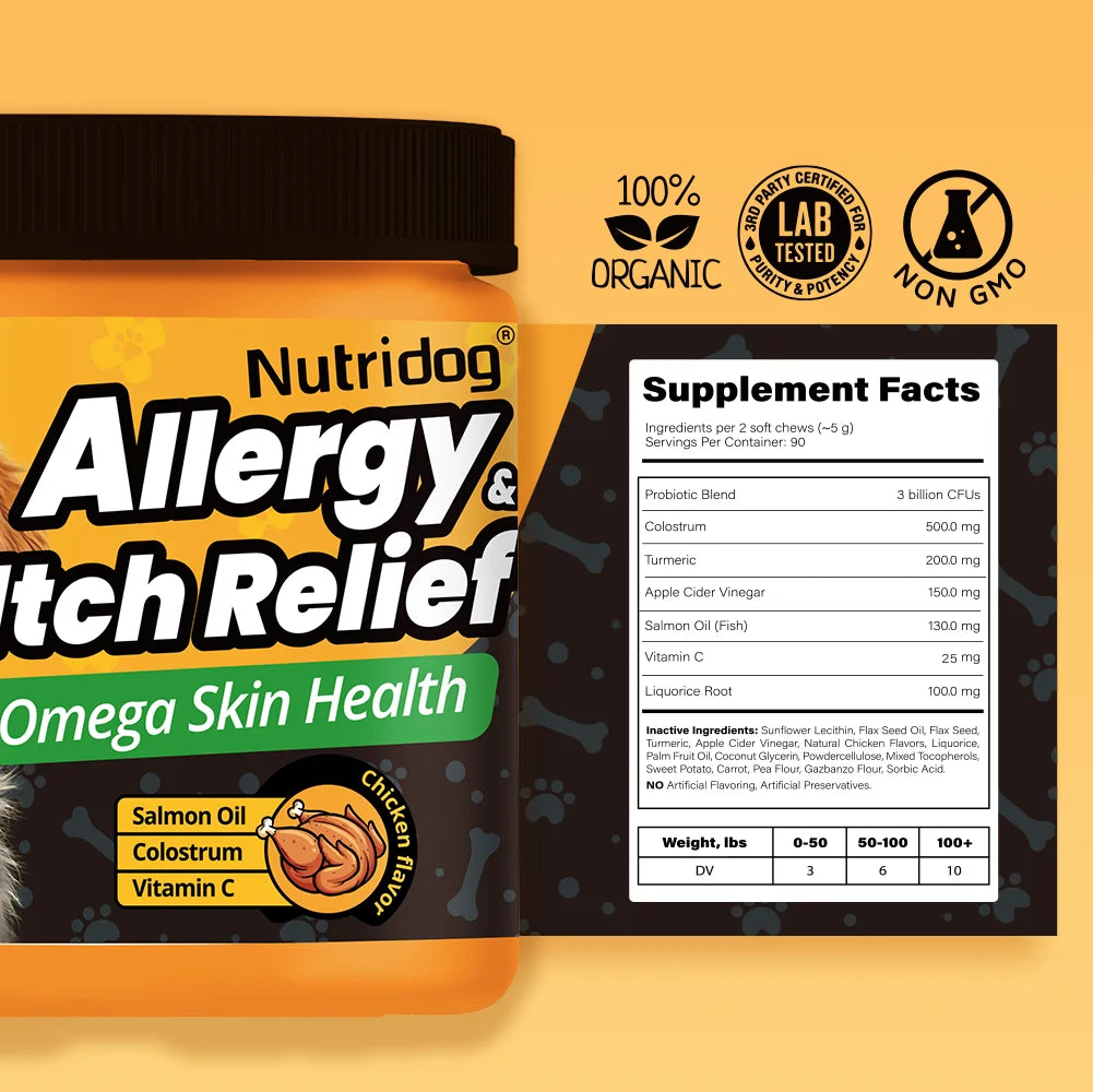 Dog Itch Relief Chews Omega-3  90 PCS/Bottle