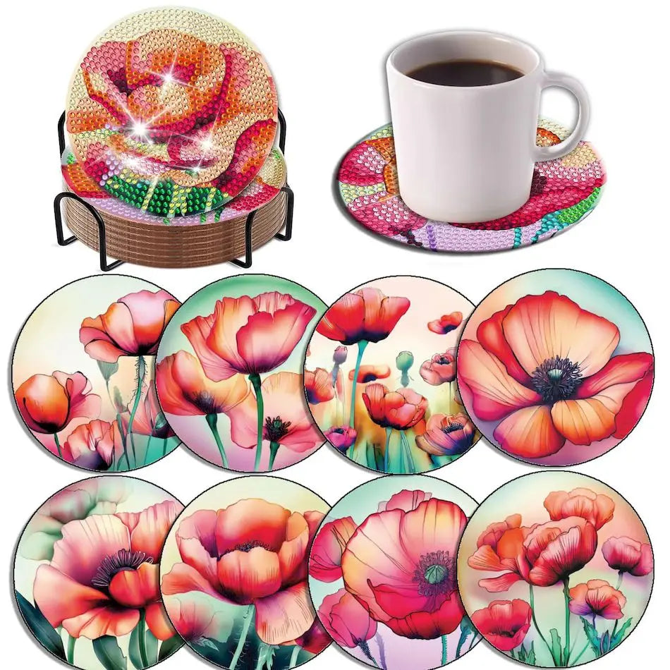 8pcs/Set  Diamond Painting Coasters / Holder
