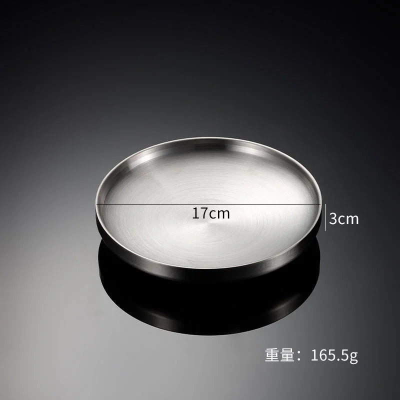 Thick Stainless Steel Round Dinner Plate