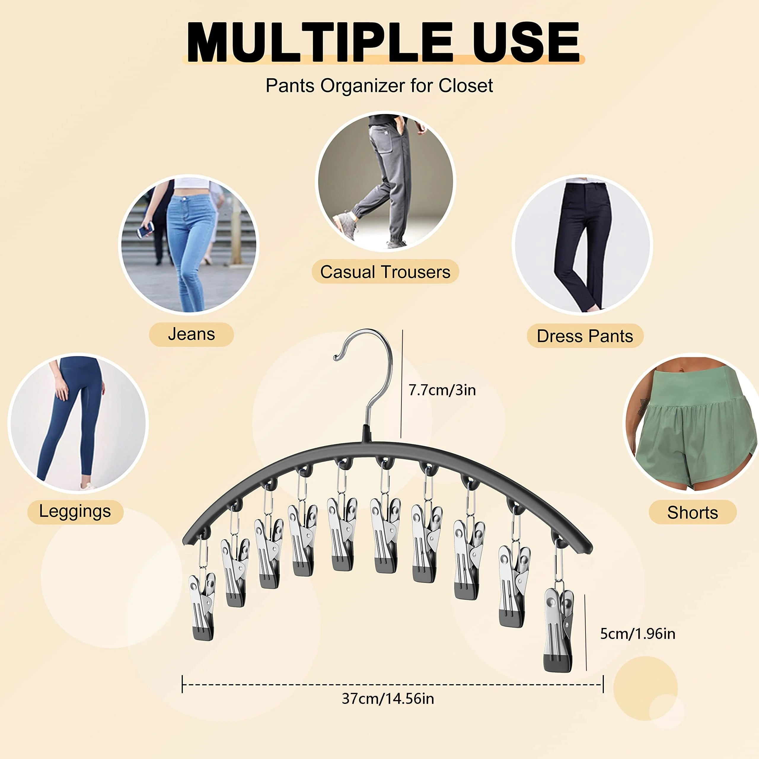 Curved Shape Hanger, 10 Hanger Clips