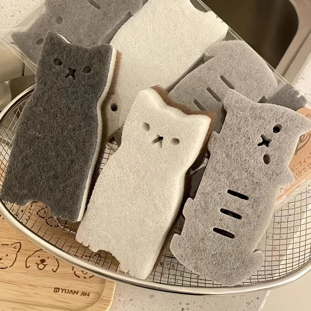 4-piece Cute Cat Sponge Set