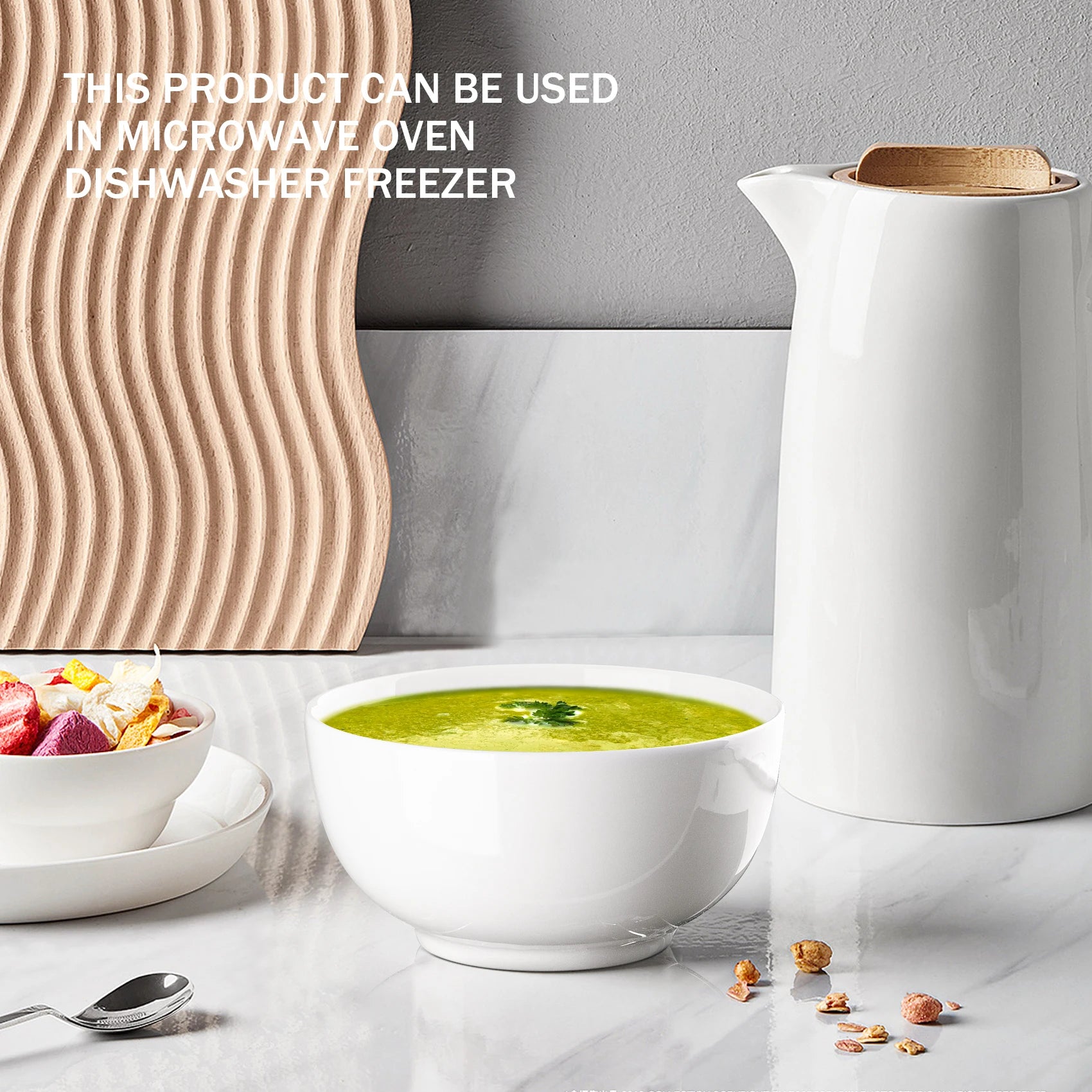 8-10 Ounce Porcelain White Ceramic Bowls