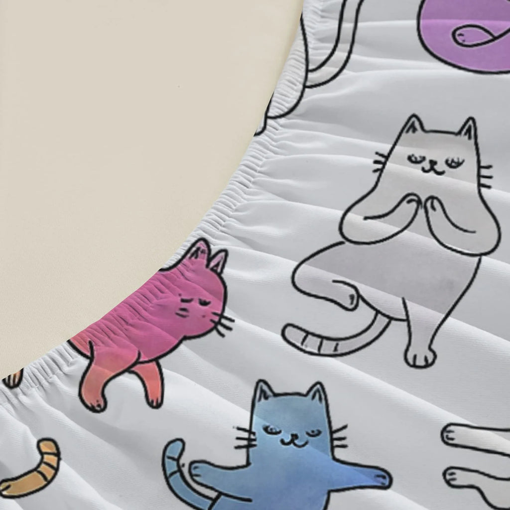 Pastel Rainbow Cats Print Fitted Sheet