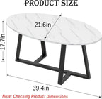 Oval Table, Marble Top, Black Metal Legs