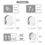18/36-Pc. Porcelain Ceramic Black Line Plate Set