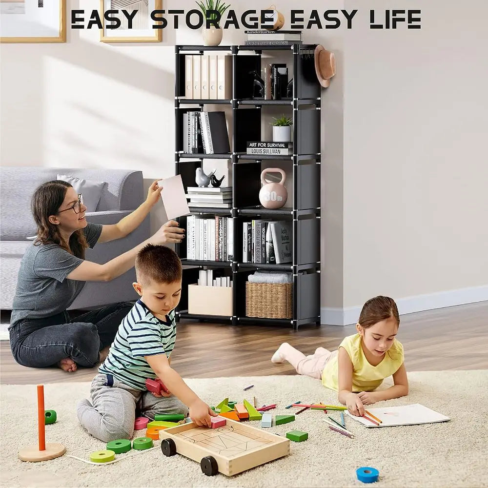 Book Shelf, 12 Cube Storage Organizer, Metal