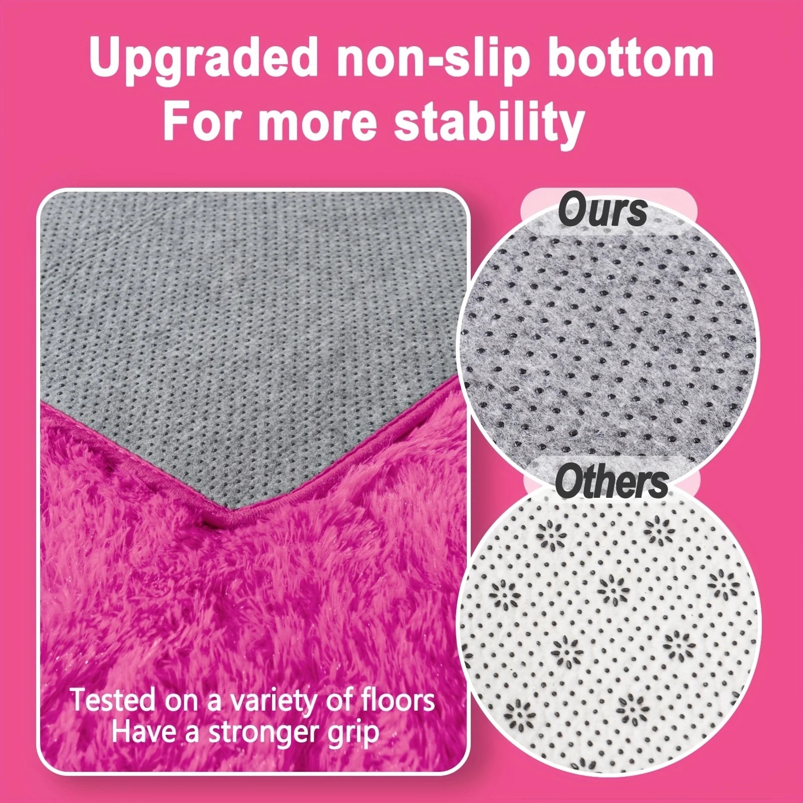 Hot Pink Non-Slip Rug , 4 Stickers