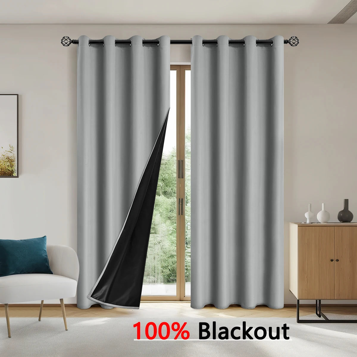 1pc Solid Color Full  Blackout curtains