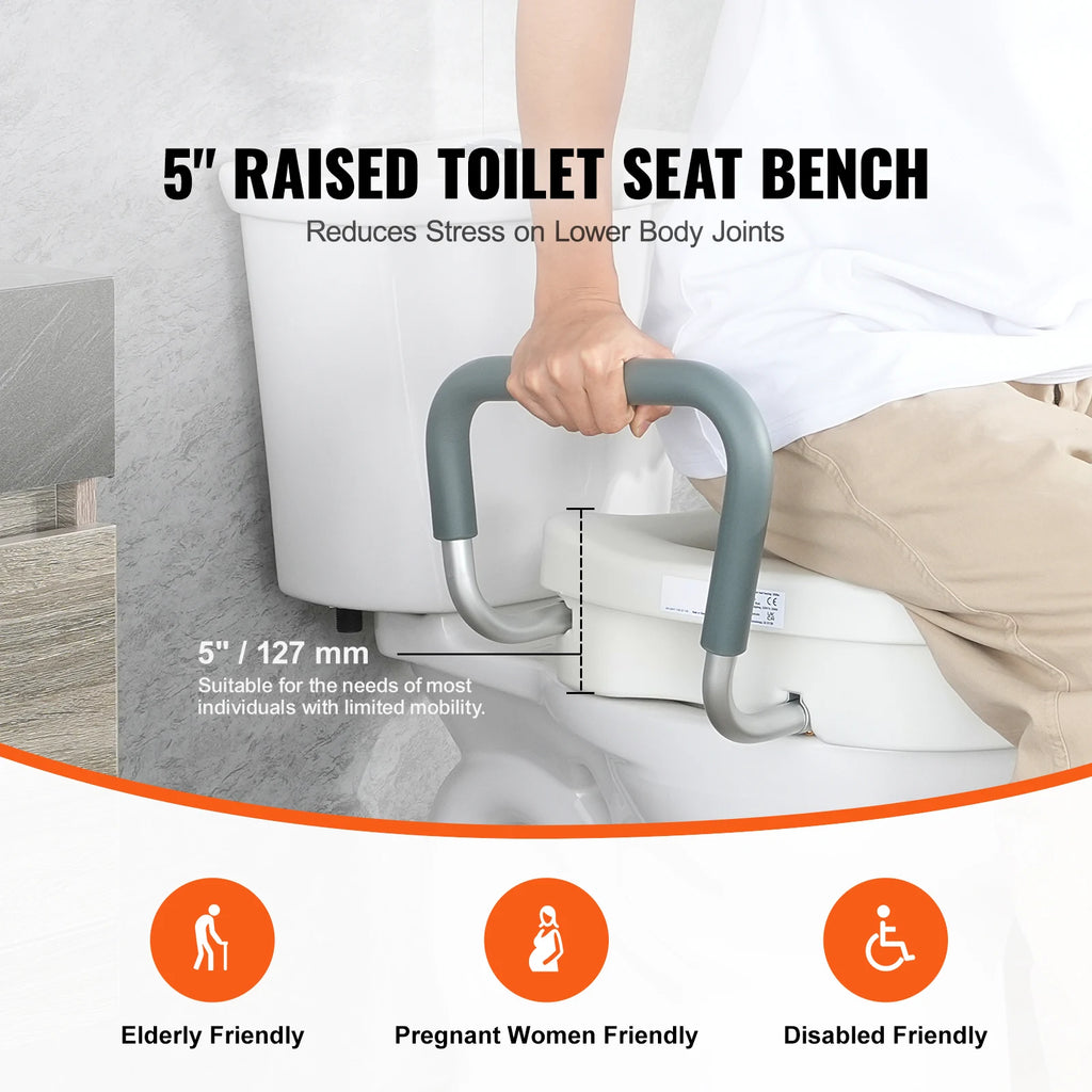 Raised Toilet Seat  Round , Elongated Toilet, Twist Lock