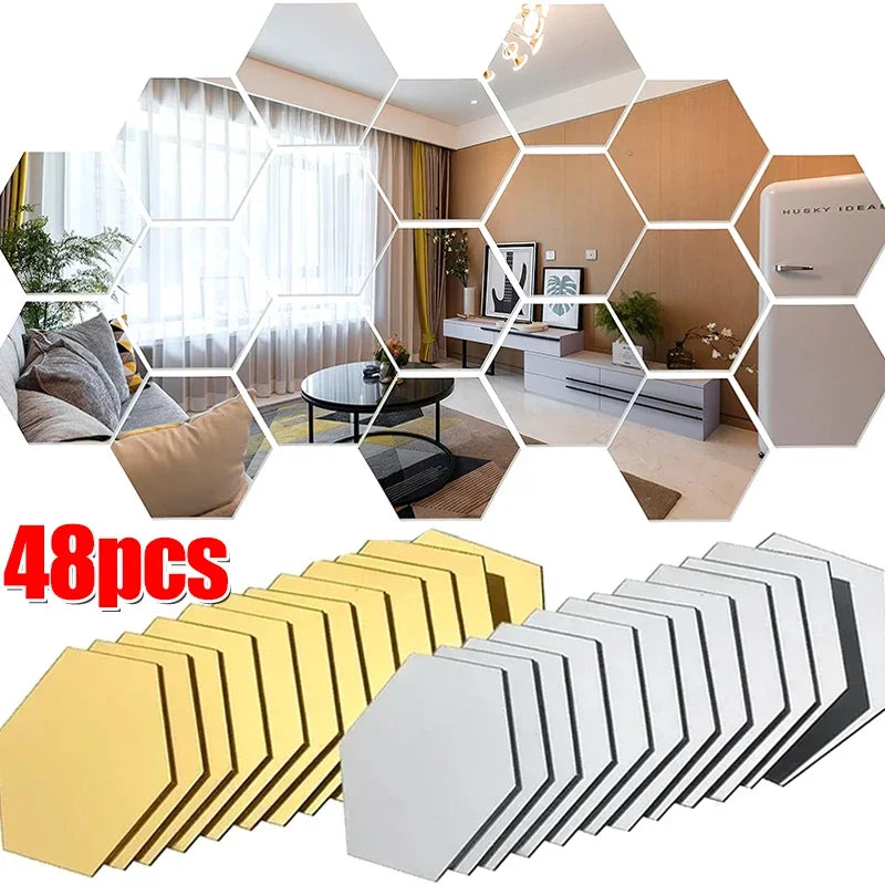 Hexagon Acrylic Mirror Wall Sticker