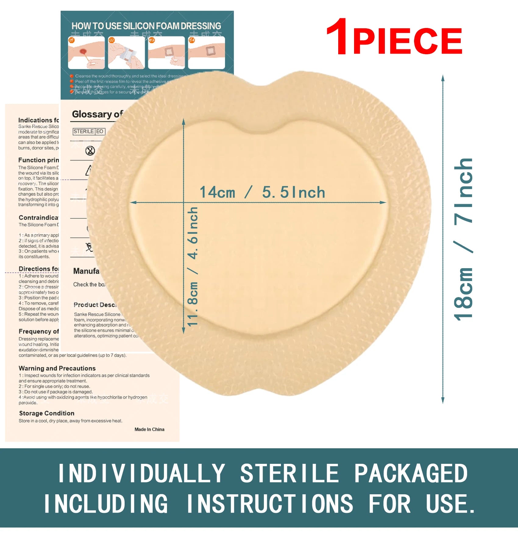 Silicone Foam Dressing, Waterproof