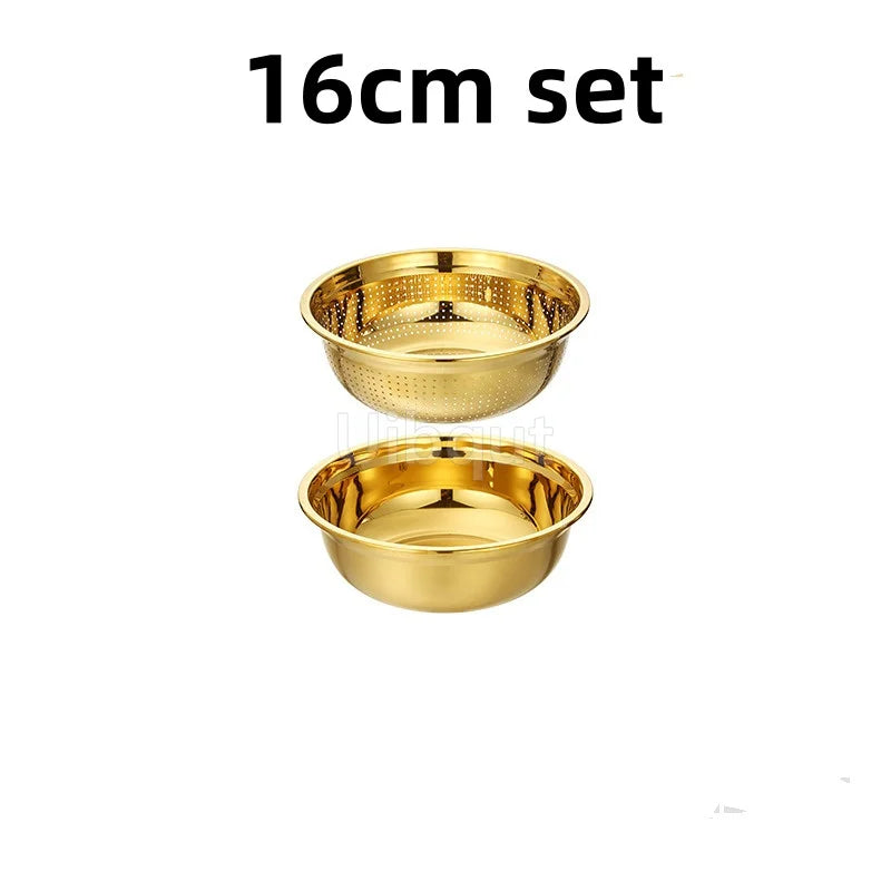 Round Golden Stainless Steel Colander