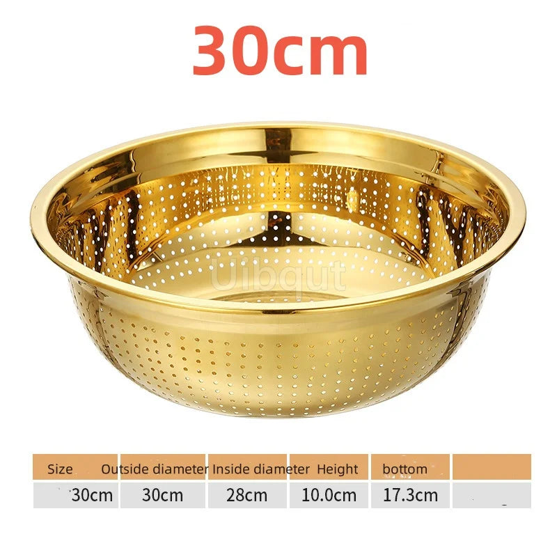 Round Golden Stainless Steel Colander