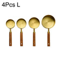 Gold Wooden Handle Measuring Cups, Spoons