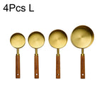 Gold Wooden Handle Measuring Cups, Spoons