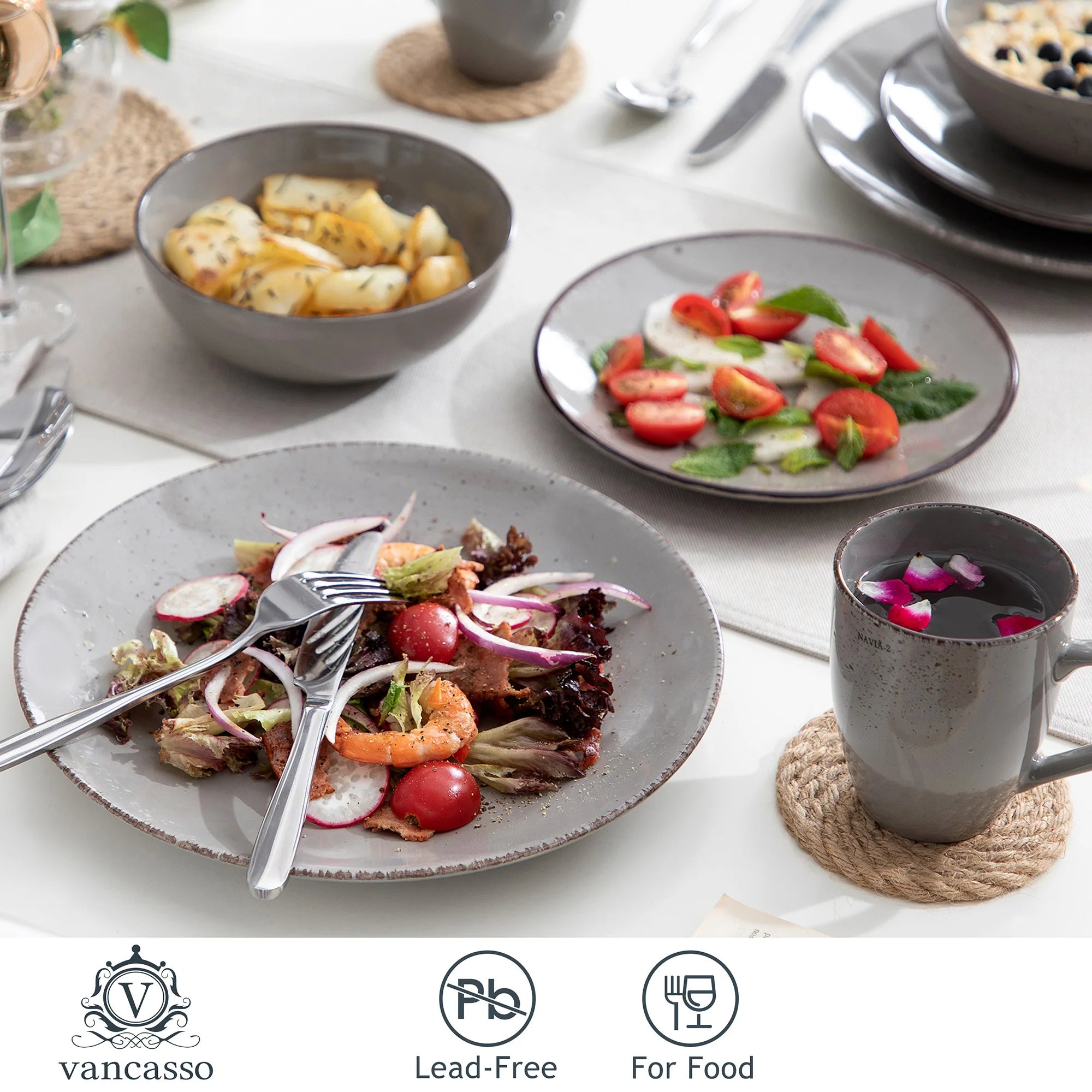 Grey 16/32/48-Piece Ceramic Set