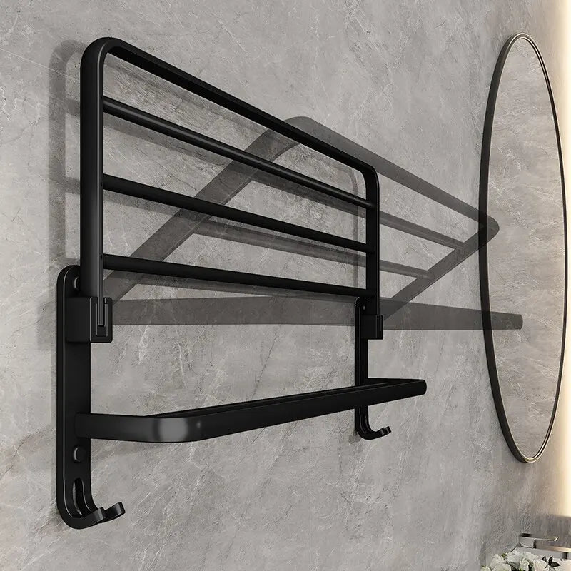 Matte Black Hook Towel Rack