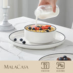 12/24 Pc  Black Rim Ceramic  Dinnerware Set