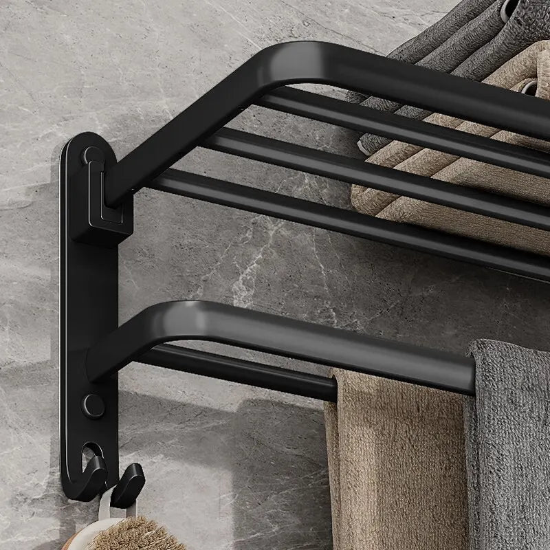 Matte Black Hook Towel Rack